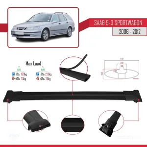 Saab 9-3 Sportwagon 2006-2012 Arası ile Uyumlu FLY Model Ara Atkı Tavan Barı SİYAH thumb 4