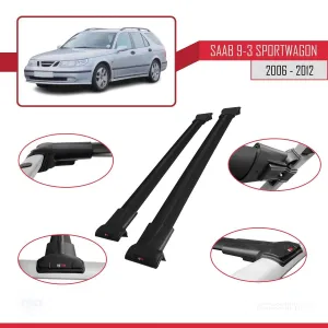 Saab 9-3 Sportwagon 2006-2012 Arası ile Uyumlu FLY Model Ara Atkı Tavan Barı SİYAH thumb 5