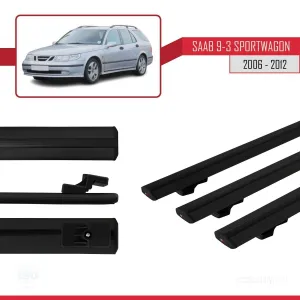 Saab 9-3 Sportwagon 2006-2012 Arası ile uyumlu Basic Model Ara Atkı Tavan Barı SİYAH 3 ADET thumb 3