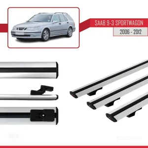Saab 9-3 Sportwagon 2006-2012 Arası ile uyumlu Basic Model Ara Atkı Tavan Barı GRİ 3 ADET thumb 3