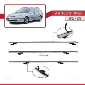 Saab 9-3 Sportwagon 2006-2012 Arası ile uyumlu Basic Model Ara Atkı Tavan Barı GRİ 3 ADET thumb 5