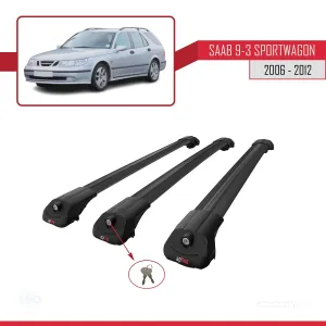 Saab 9-3 Sportwagon 2006-2012 Arası ile uyumlu ACE-1 Ara Atkı Tavan Barı SİYAH 3 ADET BAR thumb 4