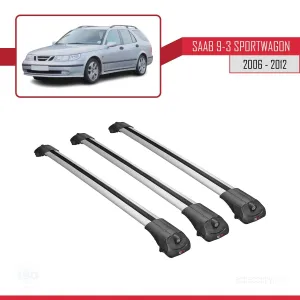 Saab 9-3 Sportwagon 2006-2012 Arası ile uyumlu ACE-1 Ara Atkı Tavan Barı GRİ 3 ADET BAR thumb 3