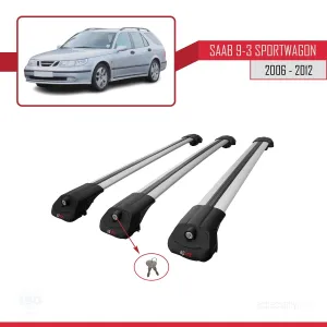 Saab 9-3 Sportwagon 2006-2012 Arası ile uyumlu ACE-1 Ara Atkı Tavan Barı GRİ 3 ADET BAR thumb 4