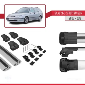 Saab 9-3 Sportwagon 2006-2012 Arası ile uyumlu ACE-1 Ara Atkı Tavan Barı GRİ thumb 5