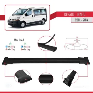 Renault Trafic 2001-2014 Arası ile uyumlu FLY Model Ara Atkı Tavan Barı SİYAH 3 ADET BAR thumb 4