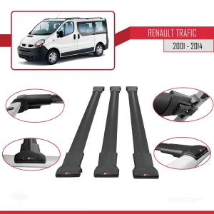 Renault Trafic 2001-2014 Arası ile uyumlu FLY Model Ara Atkı Tavan Barı SİYAH 3 ADET BAR thumb 5