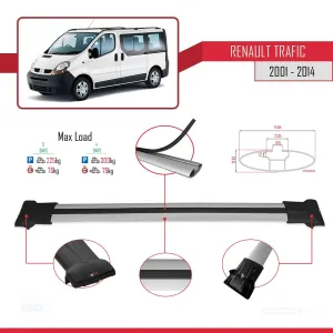 Renault Trafic 2001-2014 Arası ile uyumlu FLY Model Ara Atkı Tavan Barı GRİ 4 ADET BAR thumb 4