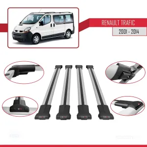 Renault Trafic 2001-2014 Arası ile uyumlu FLY Model Ara Atkı Tavan Barı GRİ 4 ADET BAR thumb 5