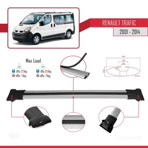 Renault Trafic 2001-2014 Arası ile uyumlu FLY Model Ara Atkı Tavan Barı GRİ 3 ADET BAR thumb 4
