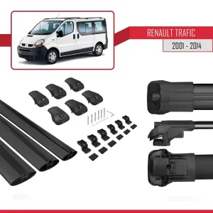 Renault Trafic 2001-2014 Arası ile uyumlu ACE-1 Ara Atkı Tavan Barı SİYAH 3 ADET BAR thumb 5