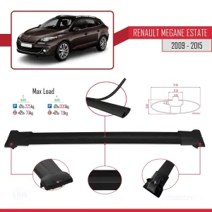 Renault Megane GRANDTOUR 2009-2015 Arası ile Uyumlu FLY Model Ara Atkı Tavan Barı SİYAH 3 ADET BAR thumb 4
