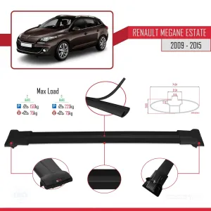 Renault Megane 3 2009-2015 Arası ile uyumlu FLY Model Ara Atkı Tavan Barı SİYAH thumb 4