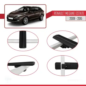 Renault Megane GRANDTOUR 2009-2015 Arası ile uyumlu Basic Model Ara Atkı Tavan Barı SİYAH 3 ADET thumb 4
