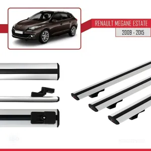 Renault Megane GRANDTOUR 2009-2015 Arası ile uyumlu Basic Model Ara Atkı Tavan Barı GRİ 3 ADET thumb 3