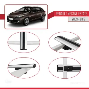 Renault Megane GRANDTOUR 2009-2015 Arası ile uyumlu Basic Model Ara Atkı Tavan Barı GRİ 3 ADET thumb 4