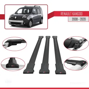 Renault Kangoo 2008-2020 Arası ile uyumlu FLY Model Ara Atkı Tavan Barı SİYAH 3 ADET BAR thumb 5