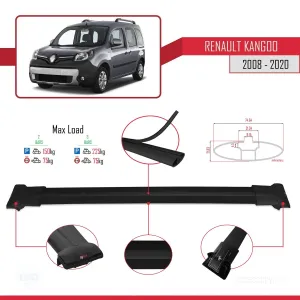 Renault Kangoo 2008-2020 Arası ile uyumlu FLY Model Ara Atkı Tavan Barı SİYAH thumb 4