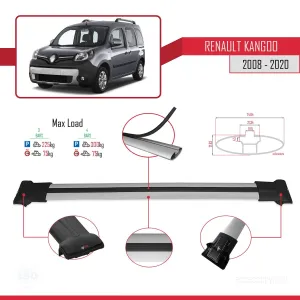 Renault Kangoo 2008-2020 Arası ile uyumlu FLY Model Ara Atkı Tavan Barı GRİ 3 ADET BAR thumb 4