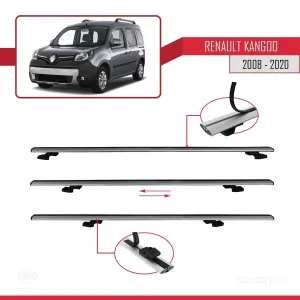 Renault Kangoo 2008-2020 Arası ile uyumlu Basic Model Ara Atkı Tavan Barı GRİ 3 ADET thumb 5