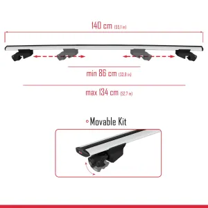 Renault Kangoo 2007-2020 Arası ile uyumlu HOOK Model Anahtar Kilitli Ara Atkı Tavan Barı GRİ thumb 3