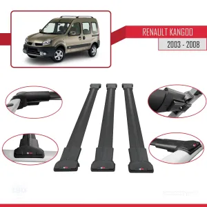 Renault Kangoo 2003-2008 Arası ile uyumlu FLY Model Ara Atkı Tavan Barı SİYAH 3 ADET BAR thumb 5