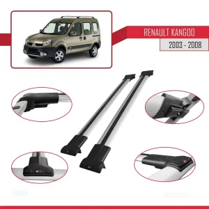 Renault Kangoo 2003-2008 Arası ile uyumlu FLY Model Ara Atkı Tavan Barı GRİ thumb 5