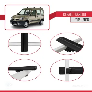 Renault Kangoo 2003-2008 Arası ile uyumlu Basic Model Ara Atkı Tavan Barı SİYAH 3 ADET thumb 4