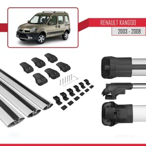 Renault Kangoo 2003-2008 Arası ile uyumlu ACE-1 Ara Atkı Tavan Barı GRİ 3 ADET BAR thumb 5