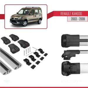 Renault Kangoo 2003-2008 Arası ile uyumlu ACE-1 Ara Atkı Tavan Barı GRİ thumb 5