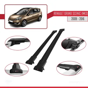 Renault Grand Scenic (Mk3) 2009-2016 Arası ile Uyumlu FLY Model Ara Atkı Tavan Barı SİYAH thumb 5