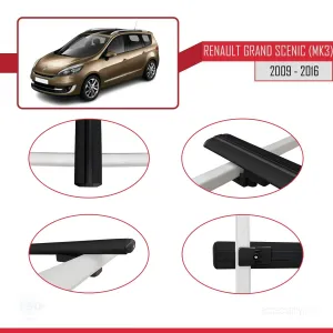 Renault Grand Scenic (Mk3) 2009-2016 Arası ile uyumlu Basic Model Ara Atkı Tavan Barı SİYAH 3 ADET thumb 4