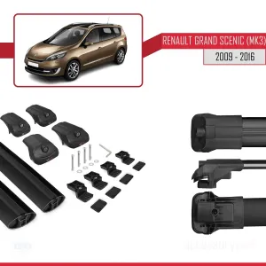 Renault Grand Scenic (Mk3) 2009-2016 Arası ile uyumlu ACE-1 Ara Atkı Tavan Barı SİYAH thumb 5