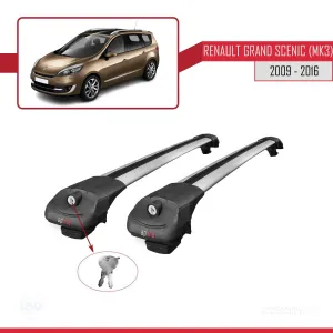 Renault Grand Scenic (Mk3) 2009-2016 Arası ile uyumlu ACE-1 Ara Atkı Tavan Barı GRİ thumb 4