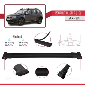 Renault Duster (HS) 2014-2017 Arası ile Uyumlu FLY Model Ara Atkı Tavan Barı SİYAH 3 ADET BAR thumb 4