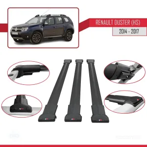 Renault Duster (HS) 2014-2017 Arası ile Uyumlu FLY Model Ara Atkı Tavan Barı SİYAH 3 ADET BAR thumb 5