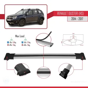 Renault Duster (HS) 2014-2017 Arası ile Uyumlu FLY Model Ara Atkı Tavan Barı GRİ thumb 4