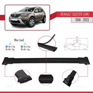 Renault Duster (HM) 2018-2023 Arası ile Uyumlu FLY Model Ara Atkı Tavan Barı SİYAH 3 ADET BAR thumb 4