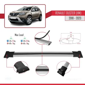 Renault Duster (HM) 2018-2023 Arası ile Uyumlu FLY Model Ara Atkı Tavan Barı GRİ 3 ADET BAR thumb 4