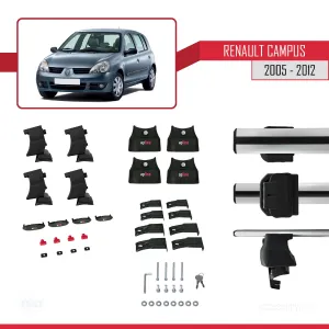 Renault Clio Storia/Campus 2005-2012 Arası ile uyumlu ACE-4 Ara Atkı Tavan Barı GRİ thumb 4