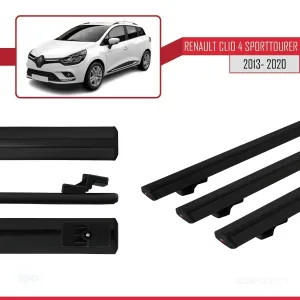 Renault Clio SPORT TOURER 2013-2020 Arası ile uyumlu Basic Model Ara Atkı Tavan Barı SİYAH 3 ADET thumb 5
