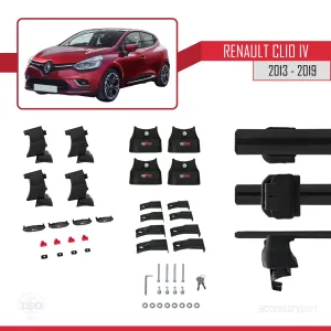 Renault Clio IV 2013-2019 Arası ile uyumlu ACE-4 Ara Atkı Tavan Barı SİYAH thumb 5