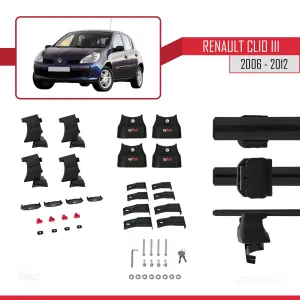 Renault Clio III 2006-2012 Arası ile uyumlu ACE-4 Ara Atkı Tavan Barı SİYAH thumb 5