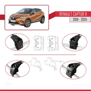 Renault Captur II 2019 ve Sonrası ile Uyumlu ACE-2 Ara Atkı Tavan Barı GRİ thumb 5
