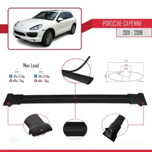 Porsche Cayenne 92A 2011-2018 Arası ile uyumlu FLY Model Ara Atkı Tavan Barı SİYAH 3 ADET BAR thumb 4