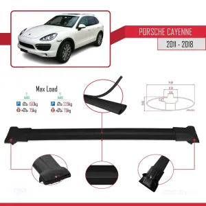 Porsche Cayenne 92A 2011-2018 Arası ile uyumlu FLY Model Ara Atkı Tavan Barı SİYAH thumb 4