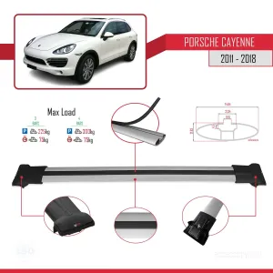 Porsche Cayenne 92A 2011-2018 Arası ile uyumlu FLY Model Ara Atkı Tavan Barı GRİ 3 ADET BAR thumb 4