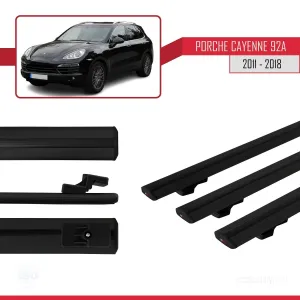 Porsche Cayenne 92A 2011-2018 Arası ile uyumlu Basic Model Ara Atkı Tavan Barı SİYAH 3 ADET thumb 3
