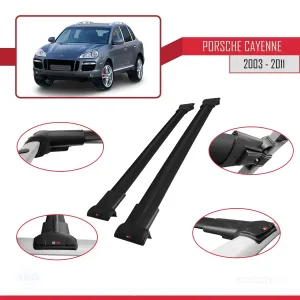 Porsche Cayenne 2003-2011 Arası ile uyumlu FLY Model Ara Atkı Tavan Barı SİYAH thumb 5