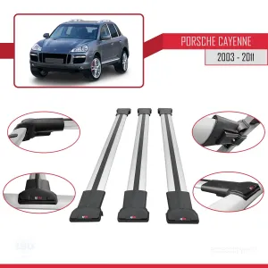 Porsche Cayenne 2003-2011 Arası ile Uyumlu FLY Model Ara Atkı Tavan Barı GRİ 3 ADET BAR thumb 5